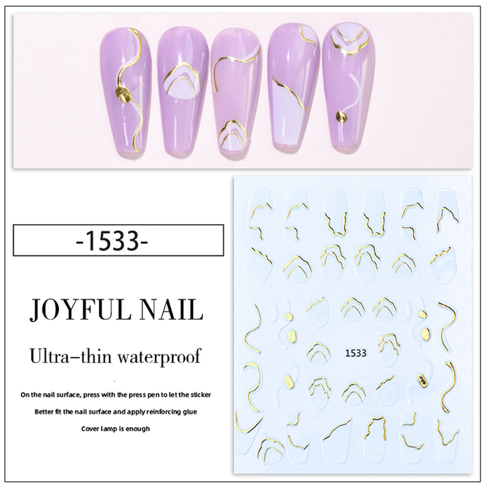 Waves Ribbon Abstract Marble Nail Art Sticker