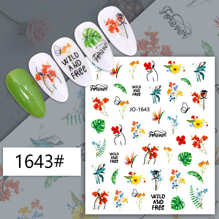 Flower Leaves Abstract  Nail Art Sticker