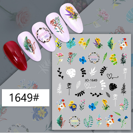 Flower Leaves Abstract  Nail Art Sticker