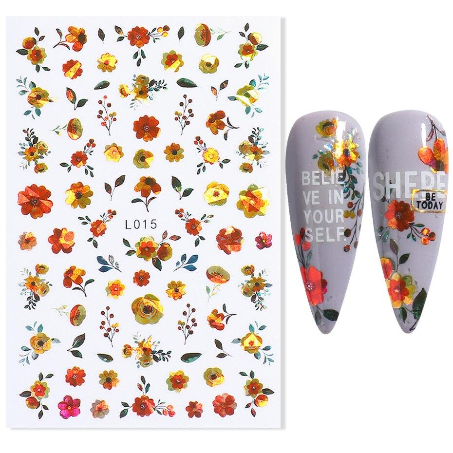 Flower Abstract Holographic Color Nail Art Sticker
