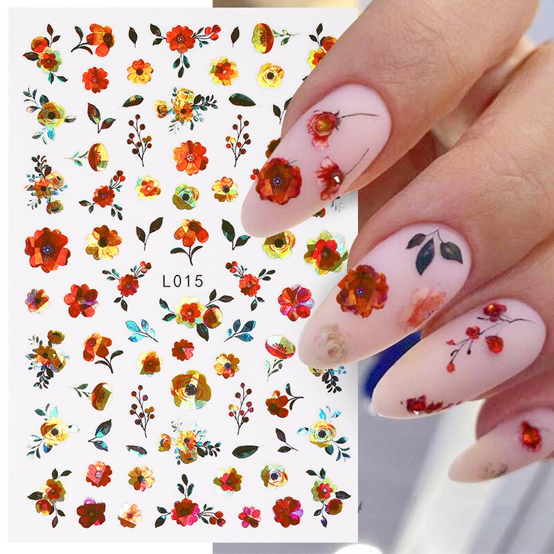 Flower Abstract Holographic Color Nail Art Sticker