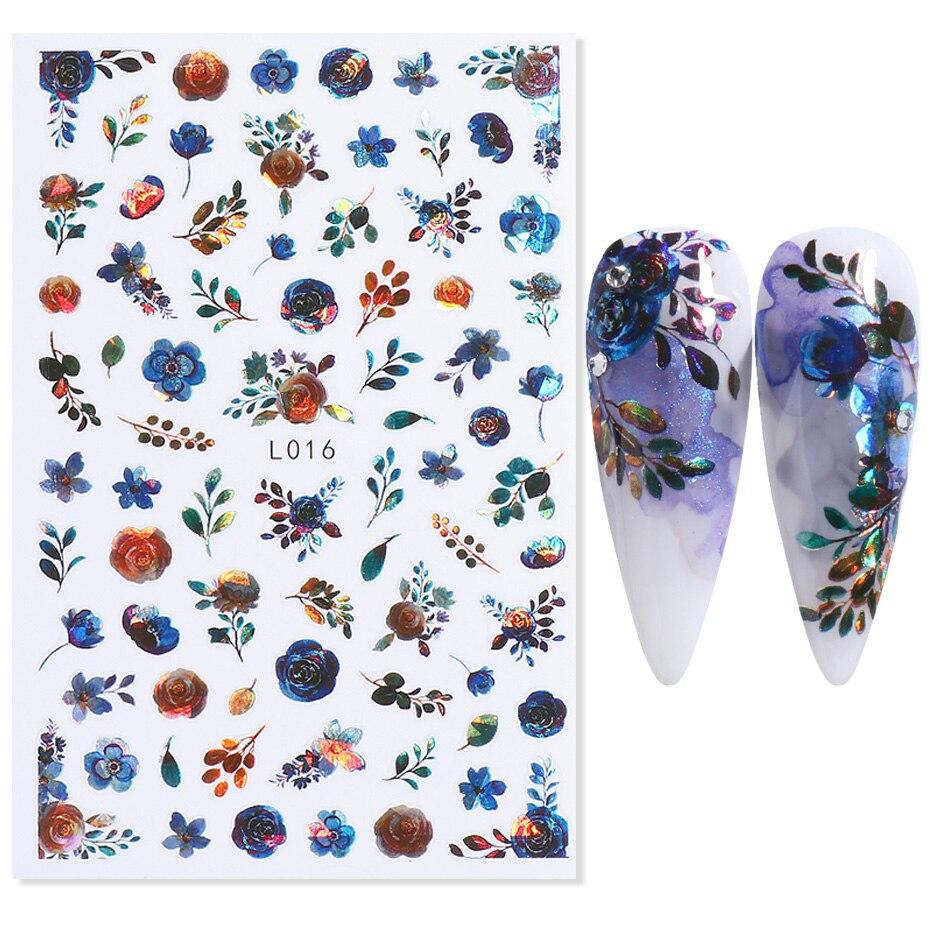Flower Abstract Holographic Color Nail Art Sticker