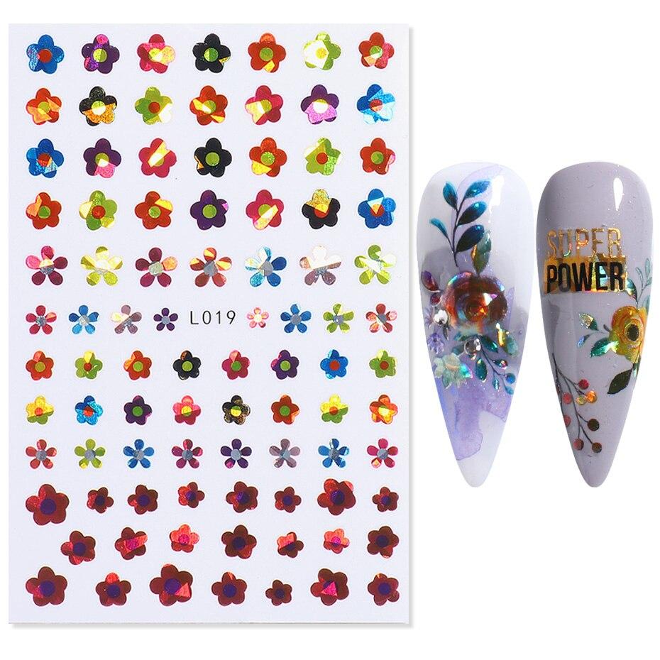 Flower Abstract Holographic Color Nail Art Sticker