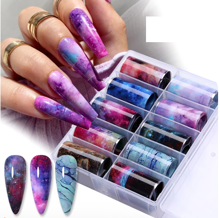 Marble Galaxy Nail Art 10pcs Foil Set