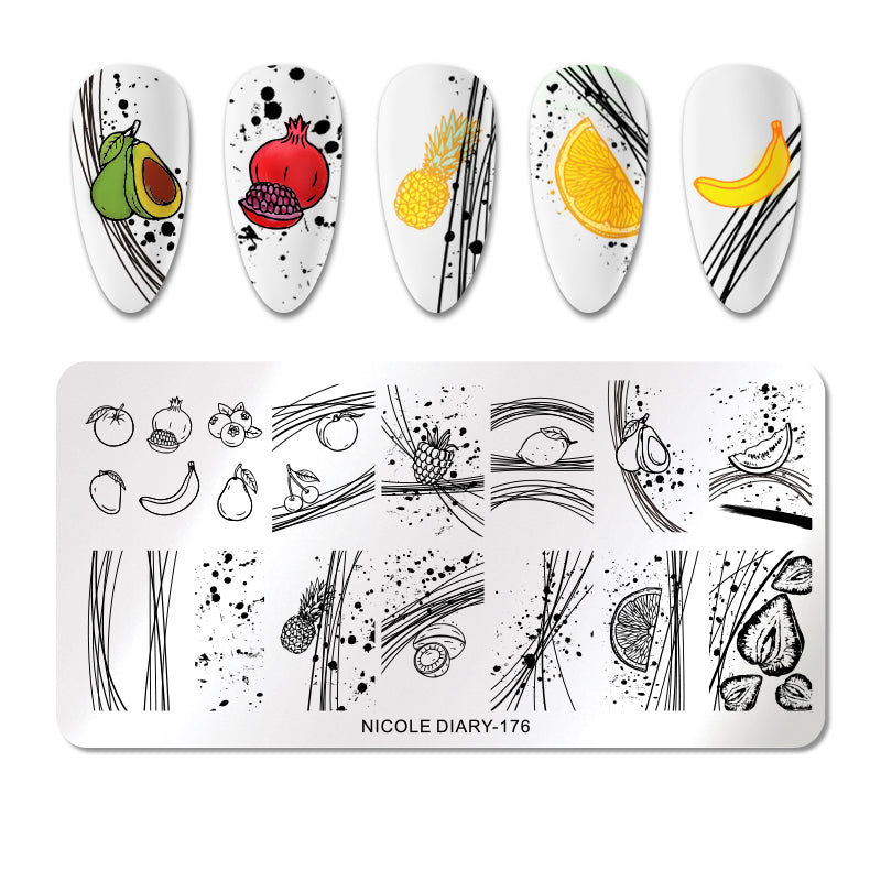 Nicole Diary Abstract Lines Fruit Stamping Plate ND176