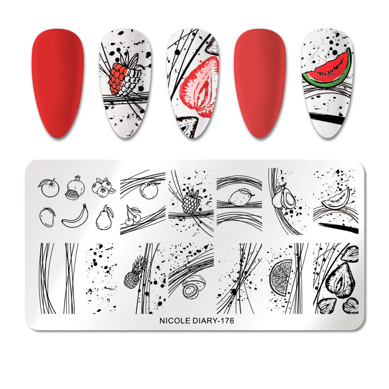 Nicole Diary Abstract Lines Fruit Stamping Plate ND176