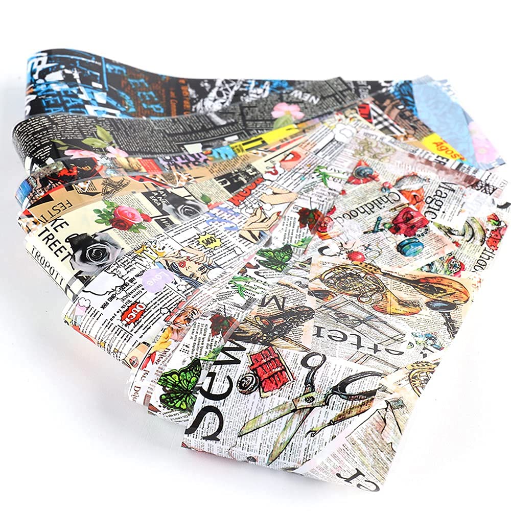Newspaper Print Text Pop Art Paris 10pcs Foil Set Box