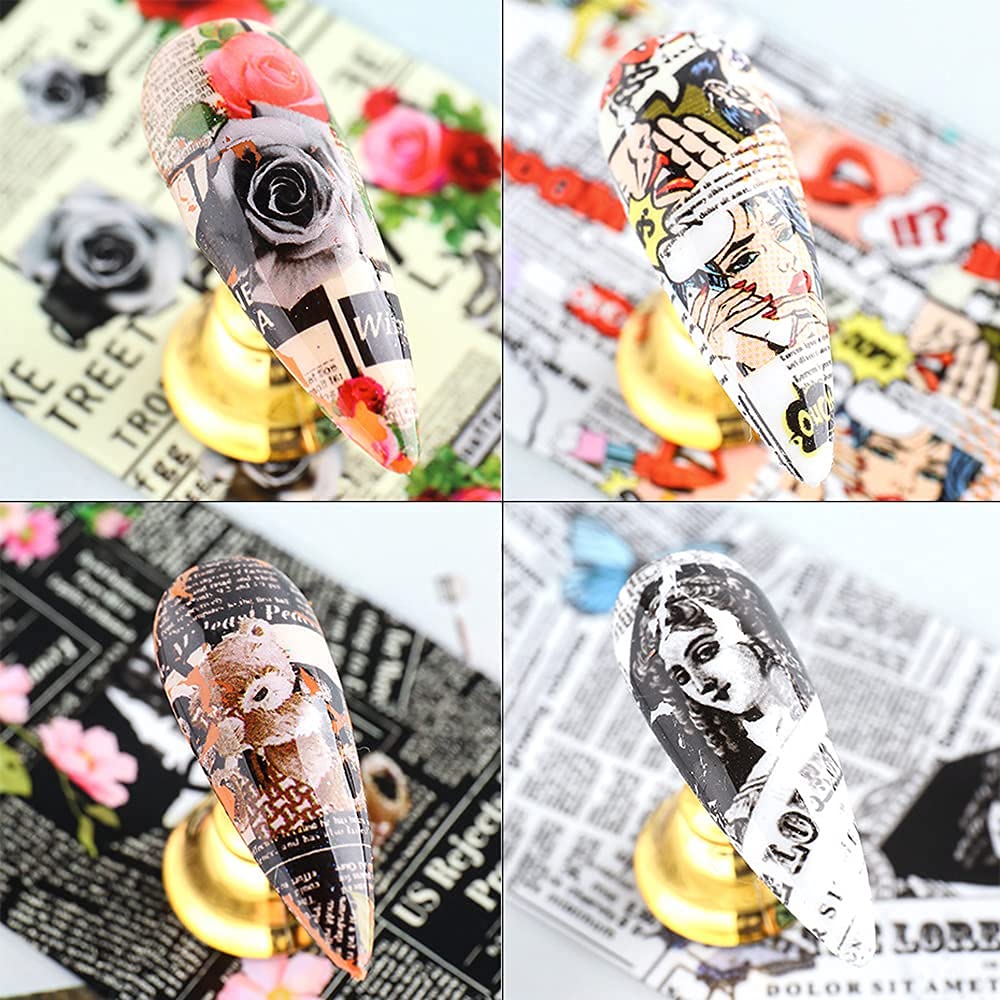 Newspaper Print Text Pop Art Paris 10pcs Foil Set Box