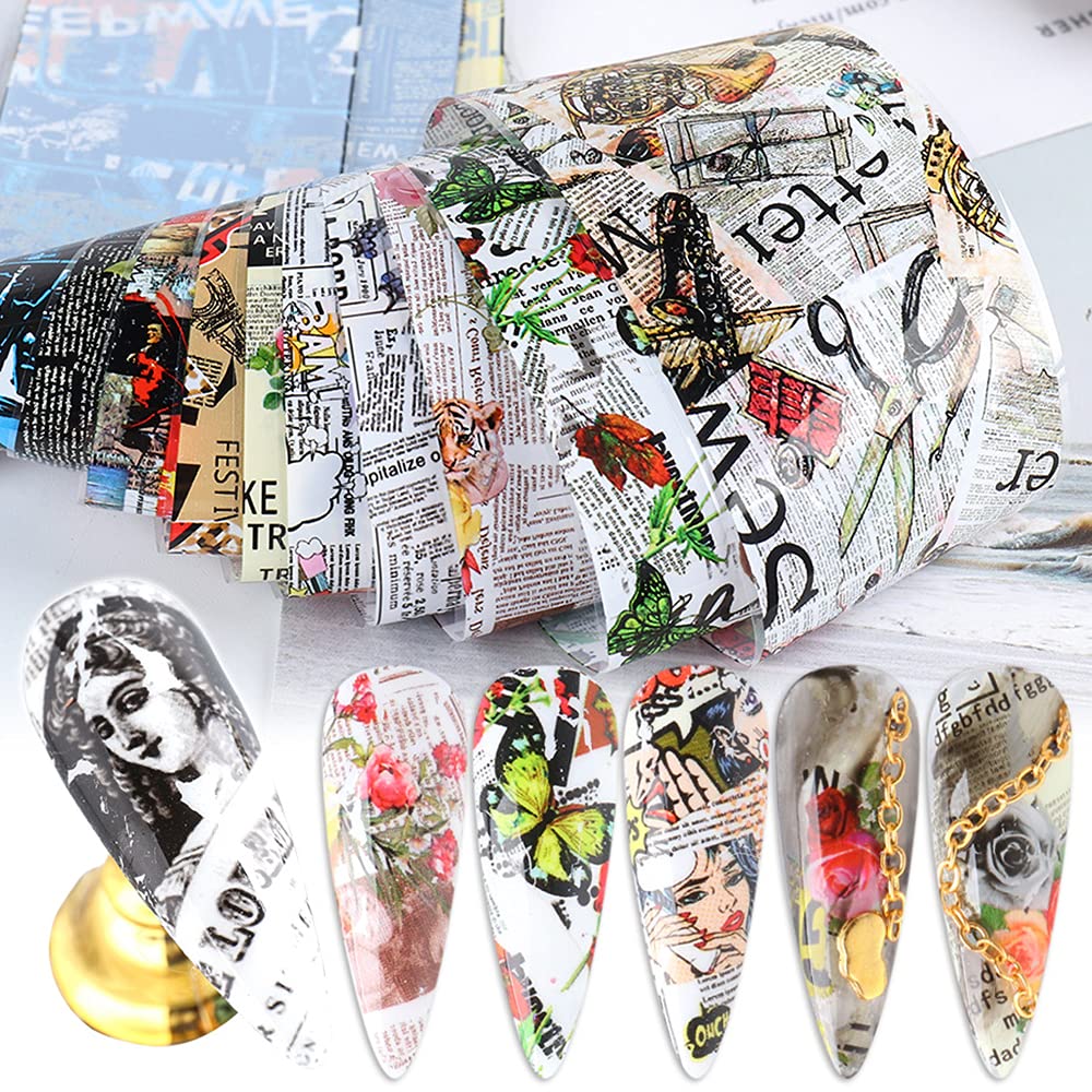 Newspaper Print Text Pop Art Paris 10pcs Foil Set Box
