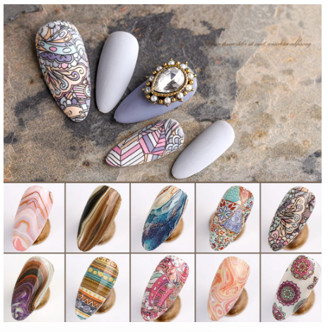 Paisley Marble Geometric 10pcs Foil Set