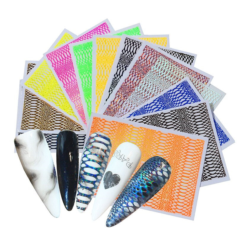 Pink Animal Snake Skin Nail Sticker