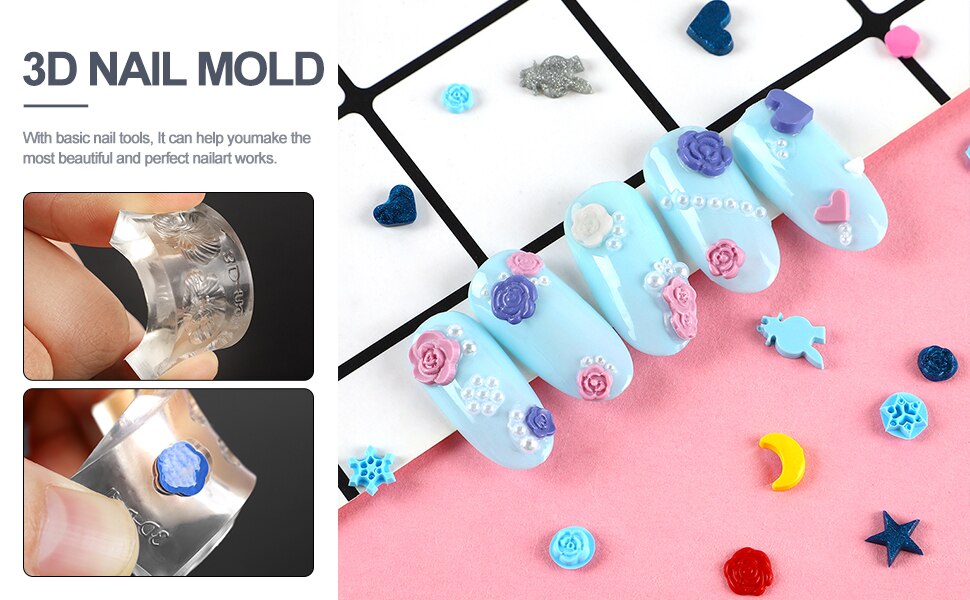 UV Gel Acrylic Mixed Shapes Template Nail Art Mold DIY Manicure 3D Silicone