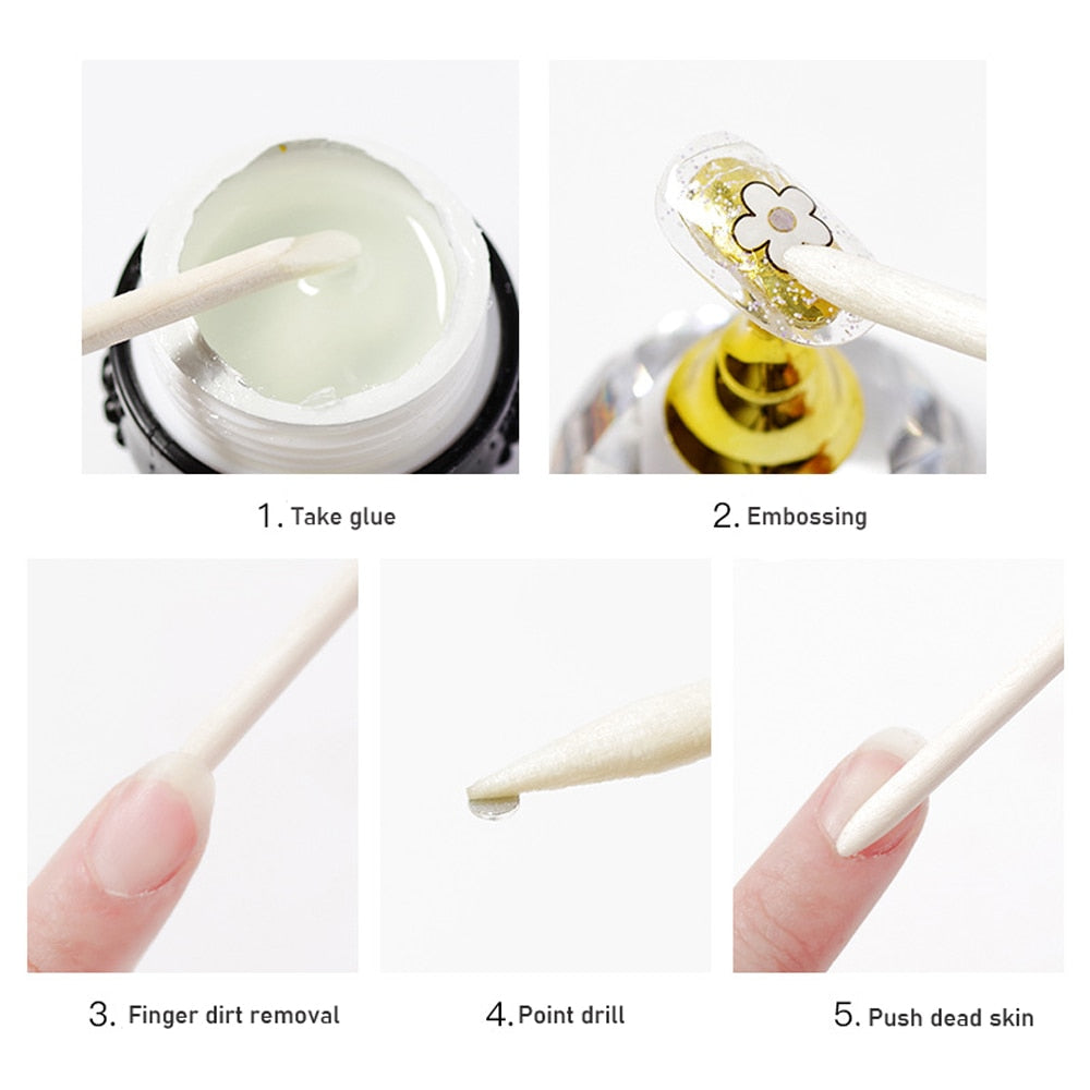 Wooden Cuticle Pusher Remover Nail Art Design Orange Wood Sticks