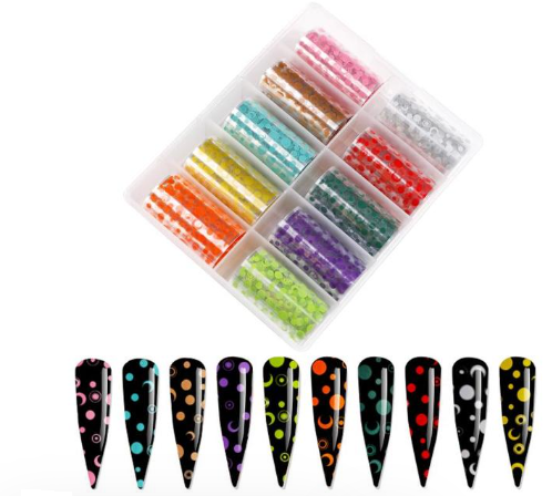 Bubbles Circles Moons Nail Art Foil Set Box