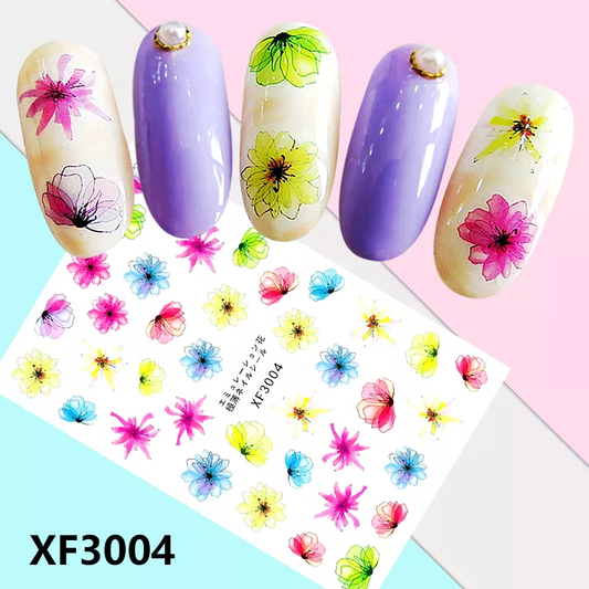 Flower Ink Water Color Nail Art Sticker