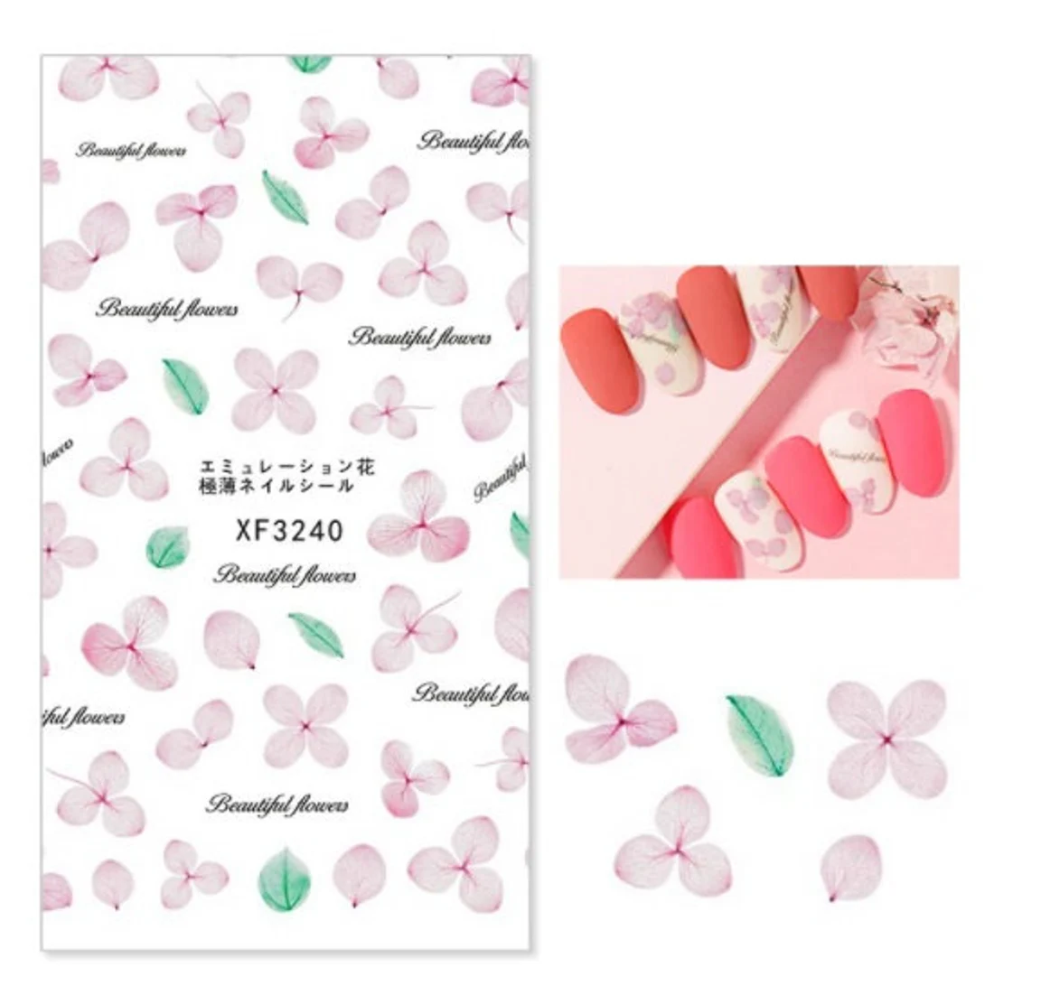Flower Water Color Nail Art Sticker