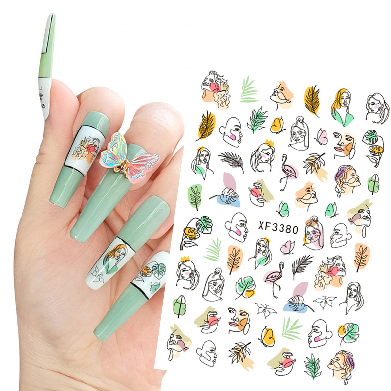 Flower Leaves Abstract  Nail Art Sticker