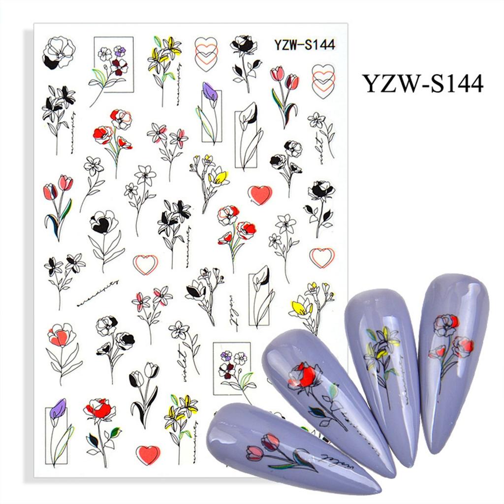Geometric Leaves Flower Abstract Nail Art Sticker