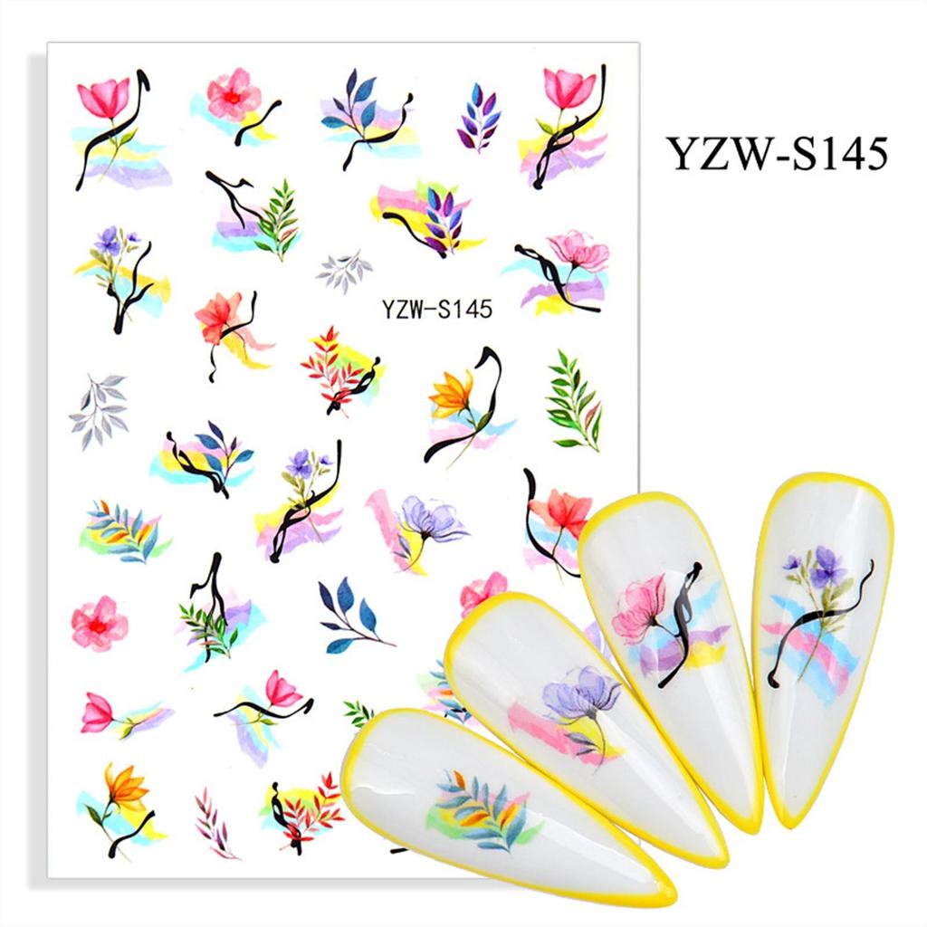 Geometric Leaves Flower Abstract Nail Art Sticker