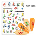 Geometric Leaves Flower Abstract Nail Art Sticker