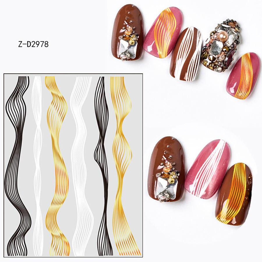 Waves Geometric Lines Dots Abstract Nail Art Sticker