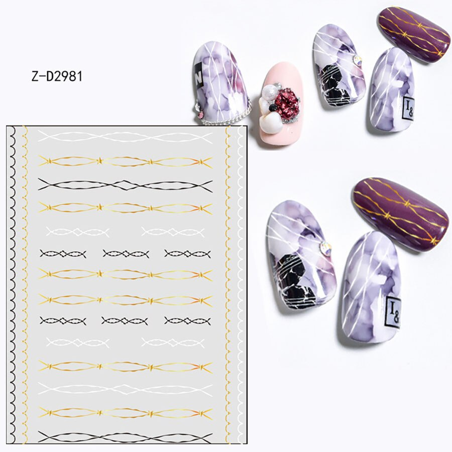 Waves Geometric Lines Dots Abstract Nail Art Sticker