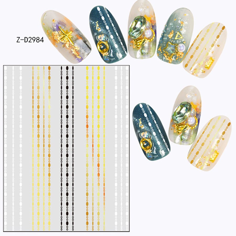 Waves Geometric Lines Dots Abstract Nail Art Sticker