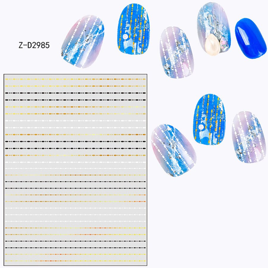 Waves Geometric Lines Dots Abstract Nail Art Sticker