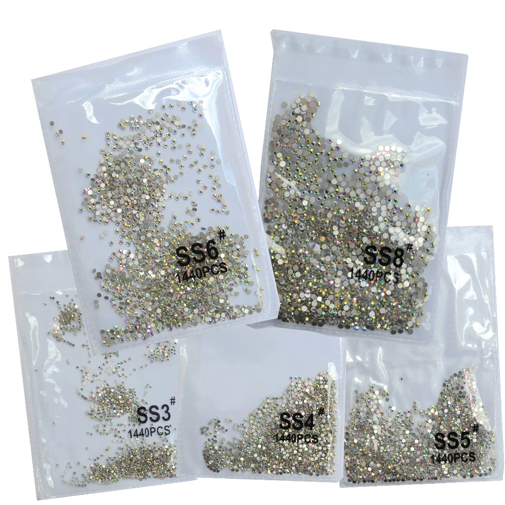 1440pcs AB Crystal Flat Bottom Rhinestone Nail Art