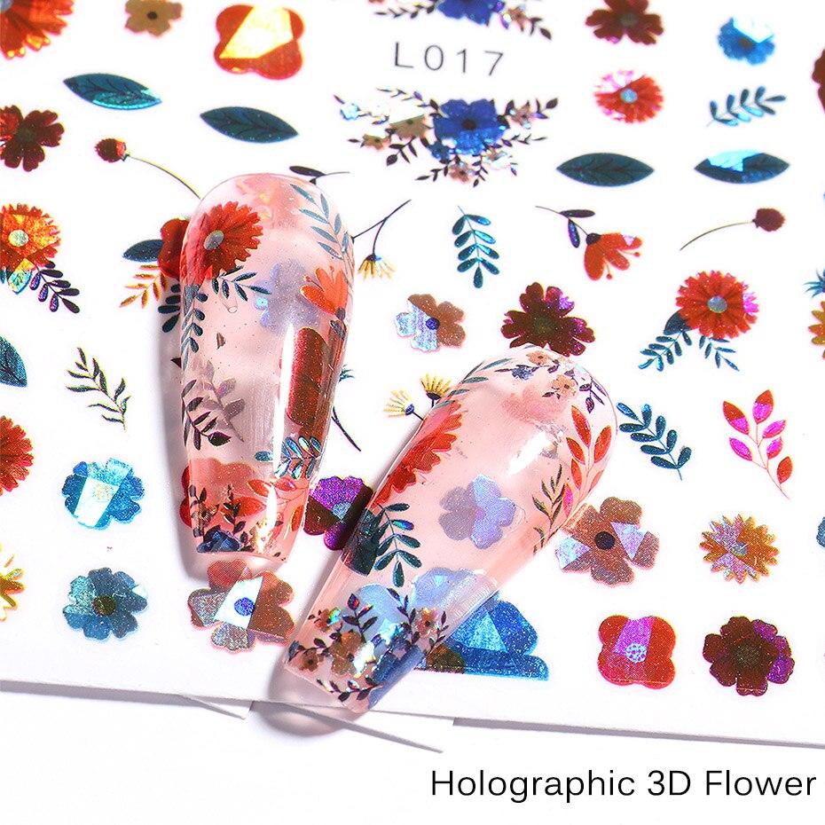 Flower Abstract Holographic Color Nail Art Sticker