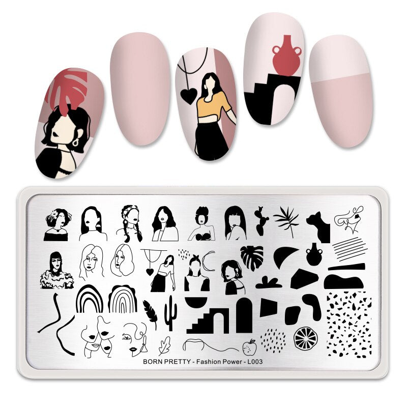 Fashion Abstract Faces Born Pretty Stamping Plate -Fashion Power L003