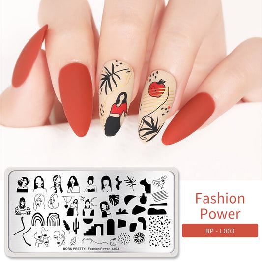 Fashion Abstract Faces Born Pretty Stamping Plate -Fashion Power L003