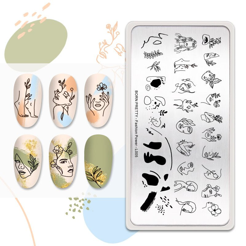Fashion Abstract Faces Born Pretty Stamping Plate -Fashion Power L005