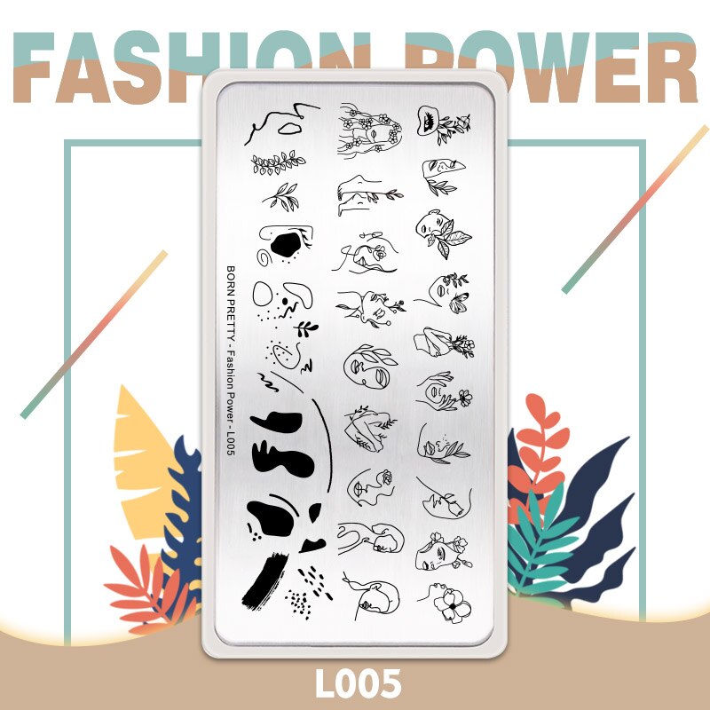 Fashion Abstract Faces Born Pretty Stamping Plate -Fashion Power L005
