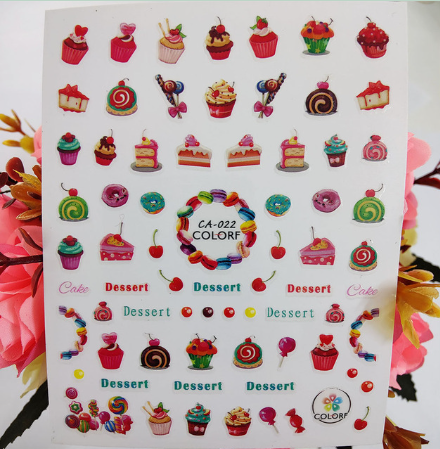 Desert Cake Fruit Drinks Nail Sticker