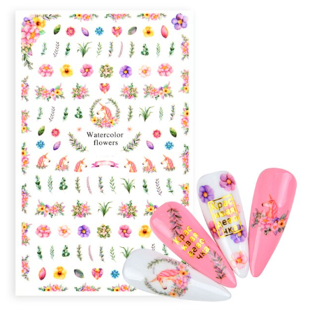 Unicorn Flower Leaves Nail Sticker