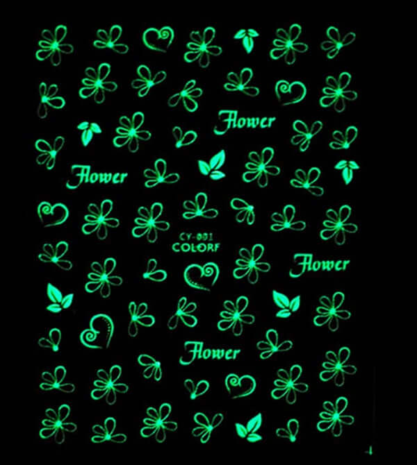 Glow in the dark Flower Leaf Nail Sticker