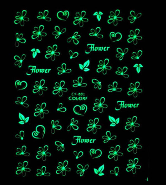 Glow in the dark Flower Leaf Nail Sticker