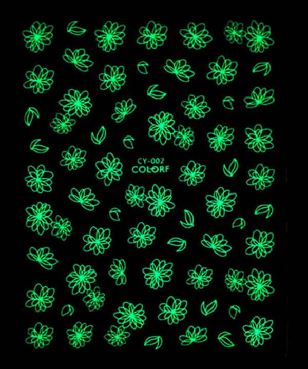 Glow in the dark Flower Leaf Nail Sticker