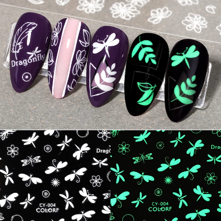 Glow in the dark Flower Leaf Nail Sticker