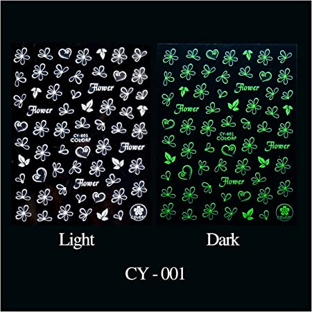 Glow in the dark Flower Leaf Nail Sticker