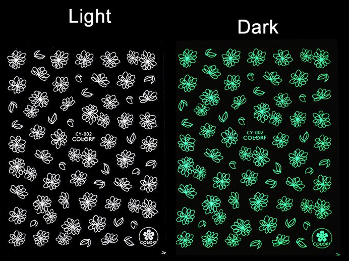 Glow in the dark Flower Leaf Nail Sticker