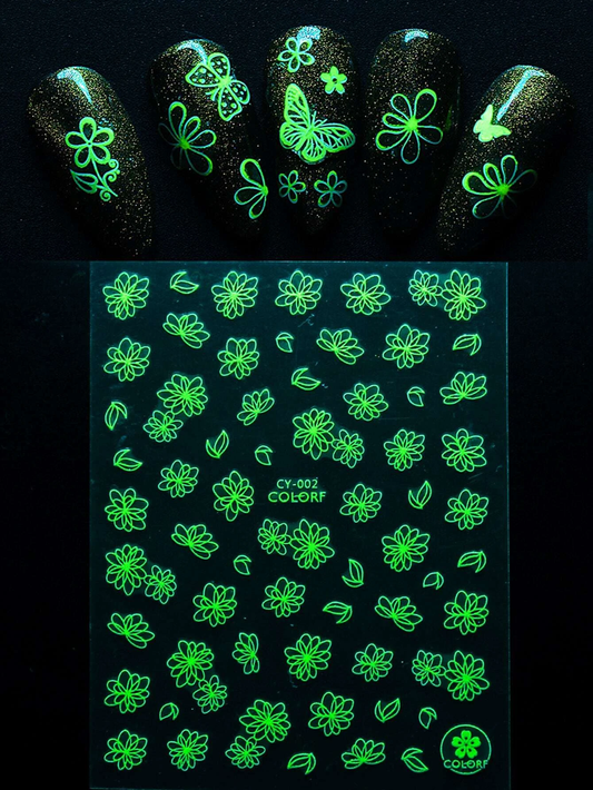 Glow in the dark Flower Leaf Nail Sticker