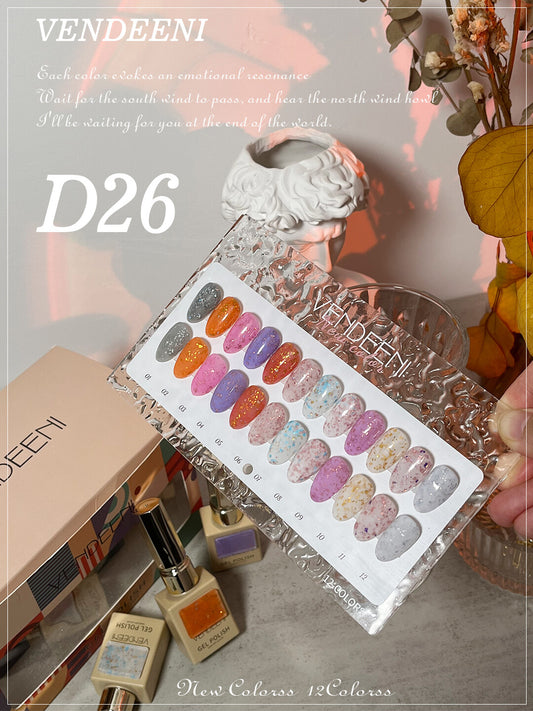 Vendeeni Reflective Glitter Sparkling Diamond Gel Polish 12 pcs - D26 Set