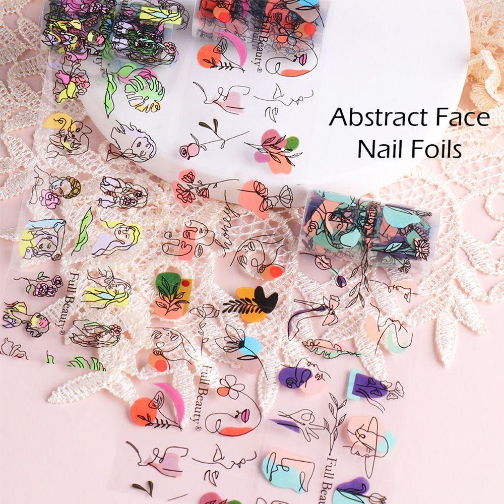 Abstract Faces Floral Foil Nail Transfer