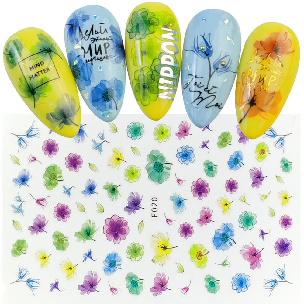 Flower Ink Modern Nail Sticker