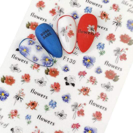 Flower Ink Modern Nail Sticker