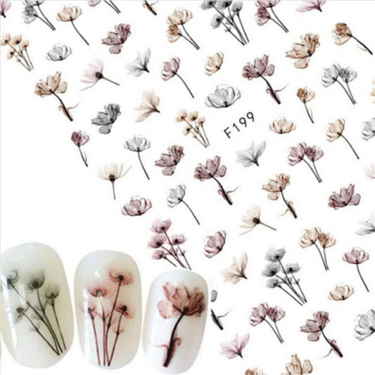 Flower Ink Modern Nail Sticker