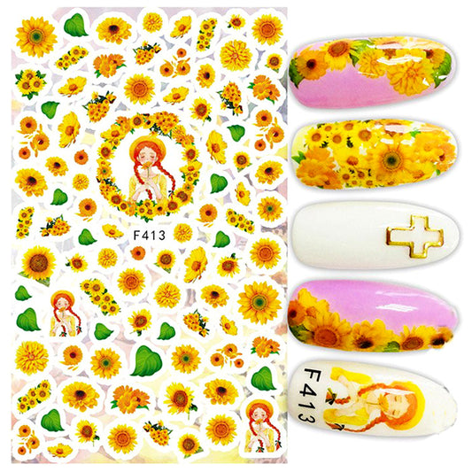 Flower Ink Modern Nail Sticker
