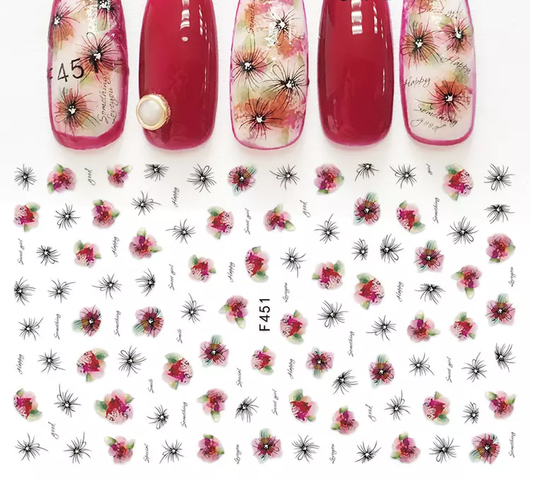 Flower Ink Modern Nail Sticker
